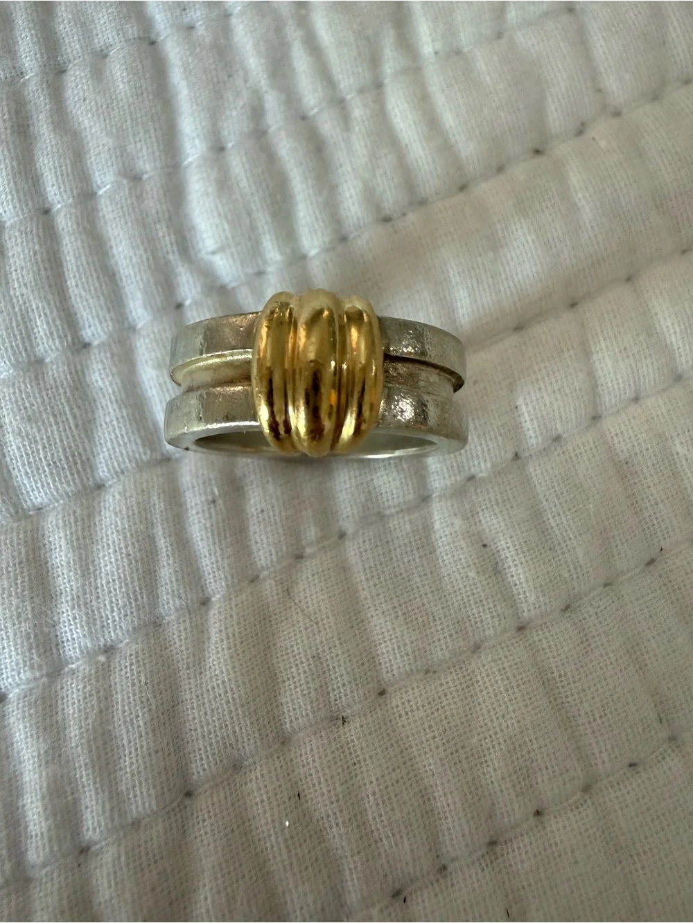 Tiffany & Co. Sterling Silver Band Ring with Gold Accent